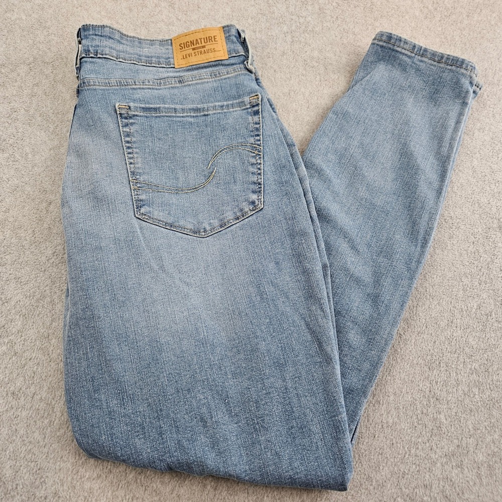 SIGNATURE BY LEVI STRAUSS 721 High Rise Skinny Jeans Women 12 Blue Distressed